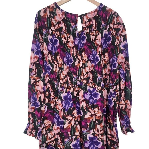 NEW Terra & Sky Women's Plus Size Tiered Peasant Midi Dress Size 4X Floral - Picture 7 of 14